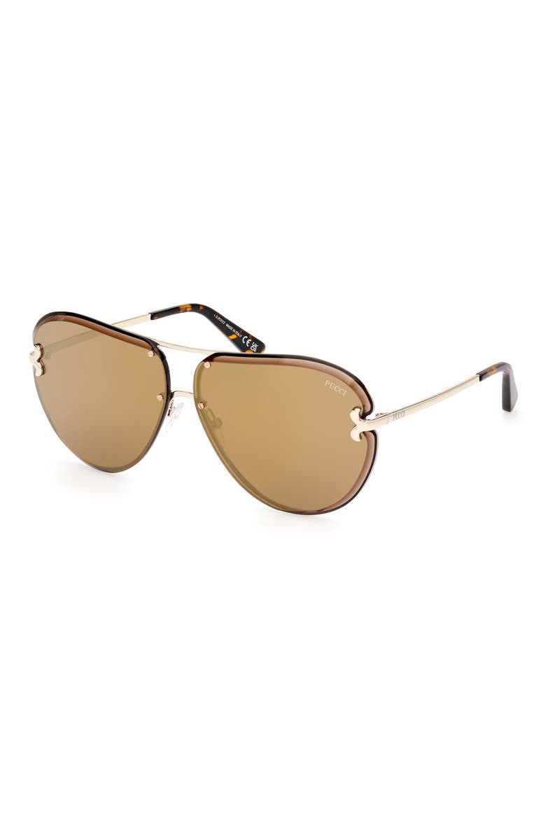 66mm Oversize Pilot Sunglasses, Alternate, color, GOLD / BROWN MIRROR