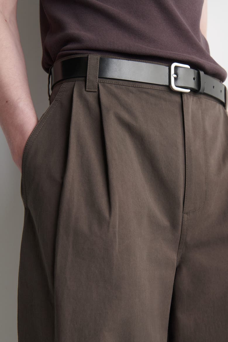 Cotton Relaxed-Fit Barrel-Leg Utility Pants, Alternate, color, BROWN