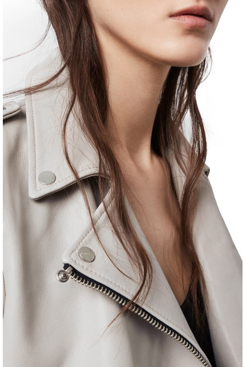 Balfern Leather Biker Jacket, Alternate, color, CEMENT GREY