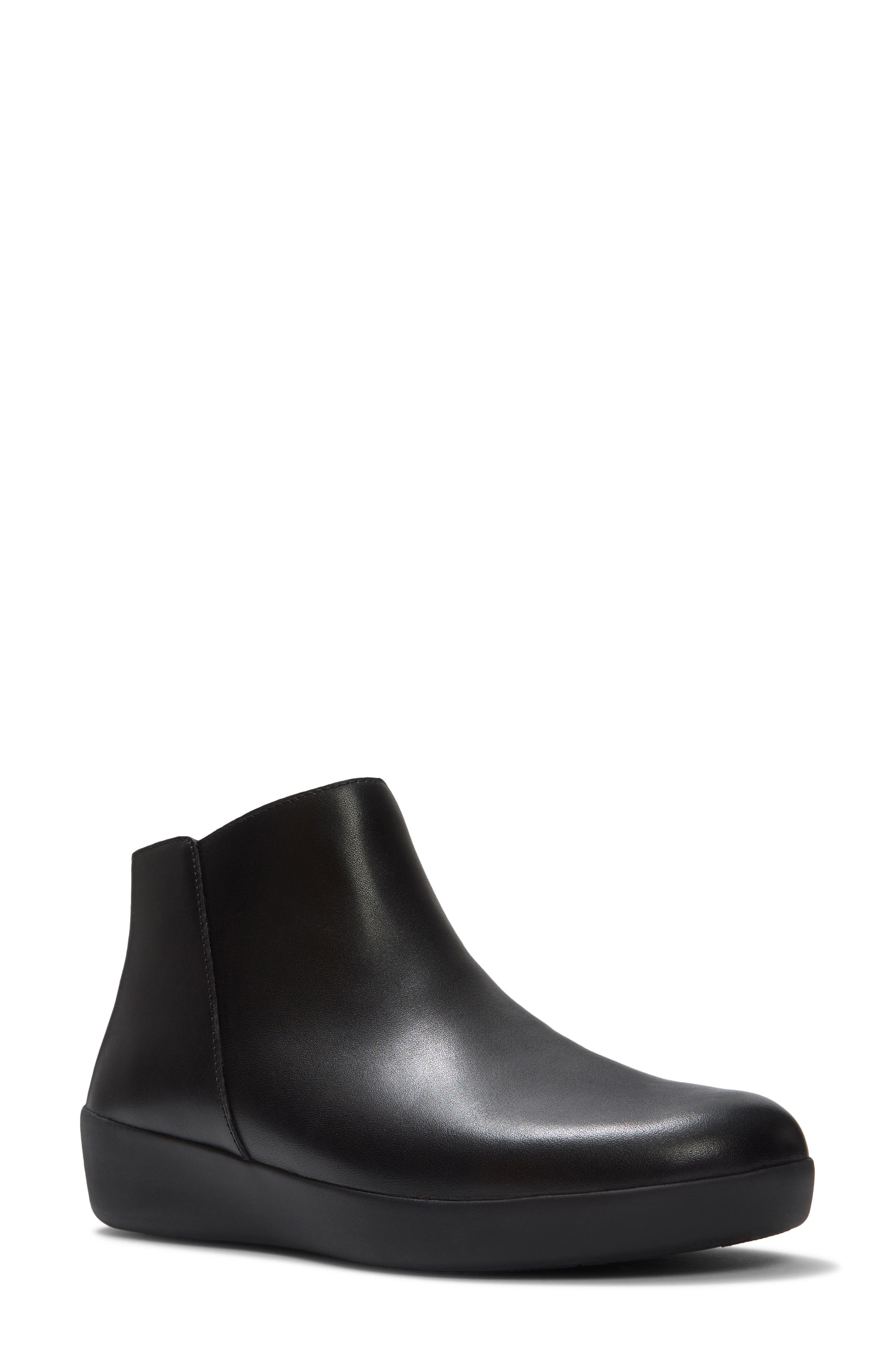 Flowform Leather Bootie, Main, color, ALL BLACK
