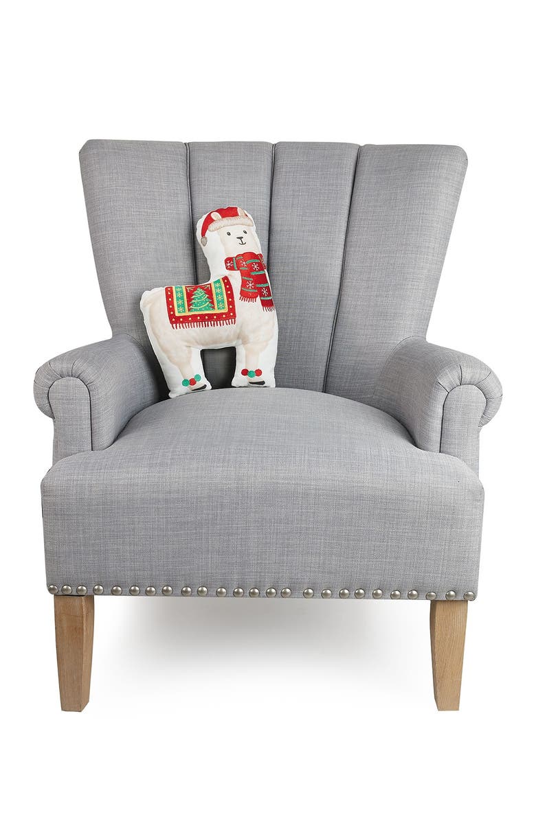 Peking Handicraft Multi Christmas Llama Shaped Pillow, Main, color, 