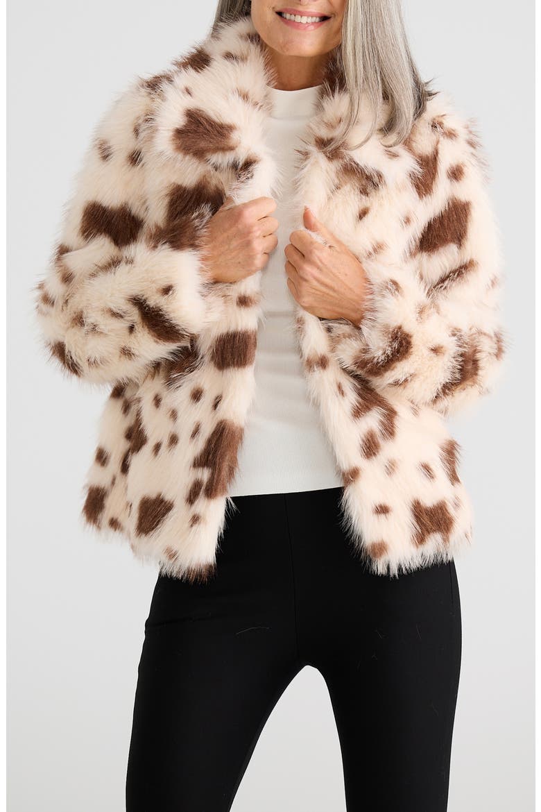 Steinway Cow Print Faux Fur Jacket, Alternate, color, COW PRINT