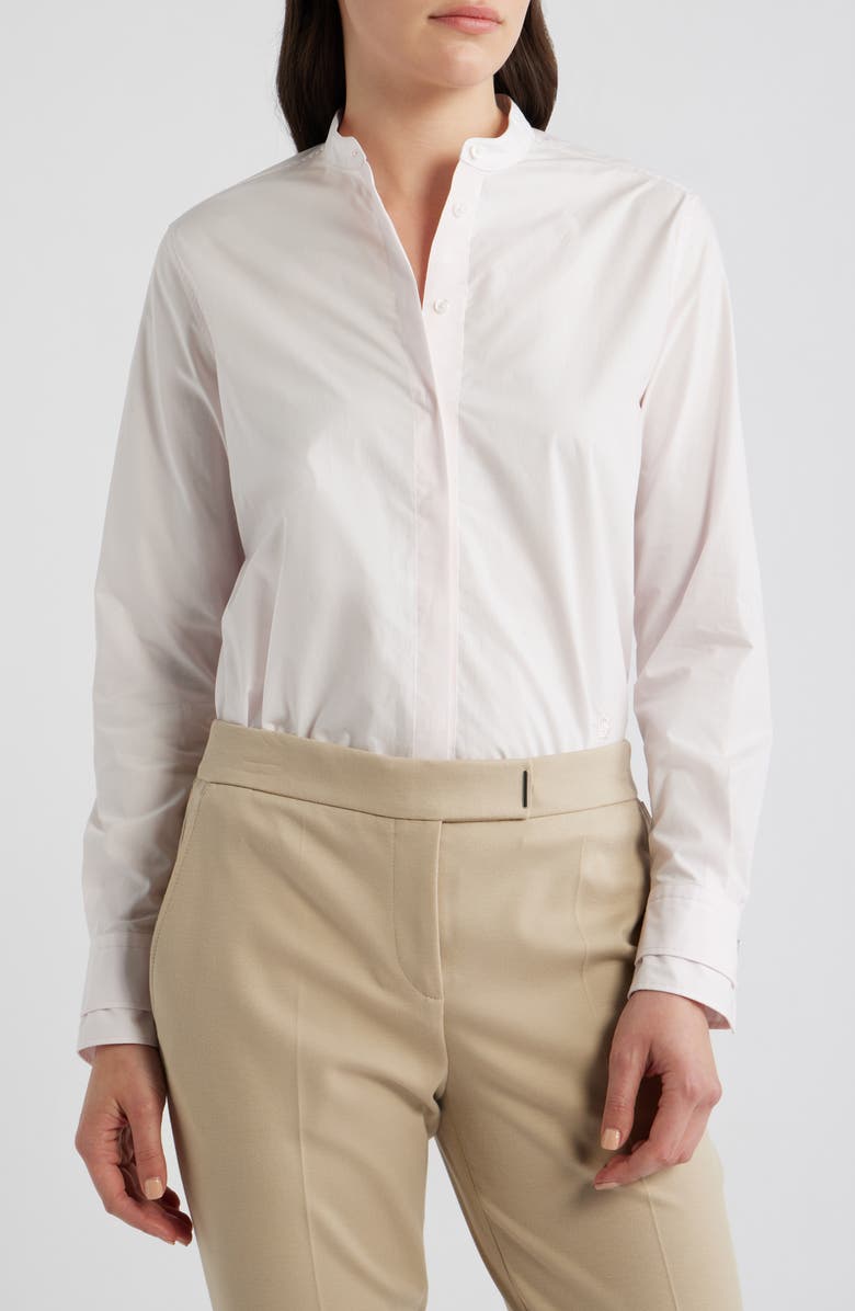 BOSS Bertyna Cotton Poplin Button-Up Shirt, Main, color, Ocean Rose