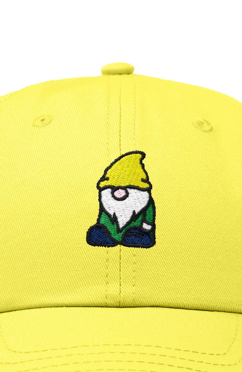 Dalix Gnome Embroidered Dad Hat In Yellow