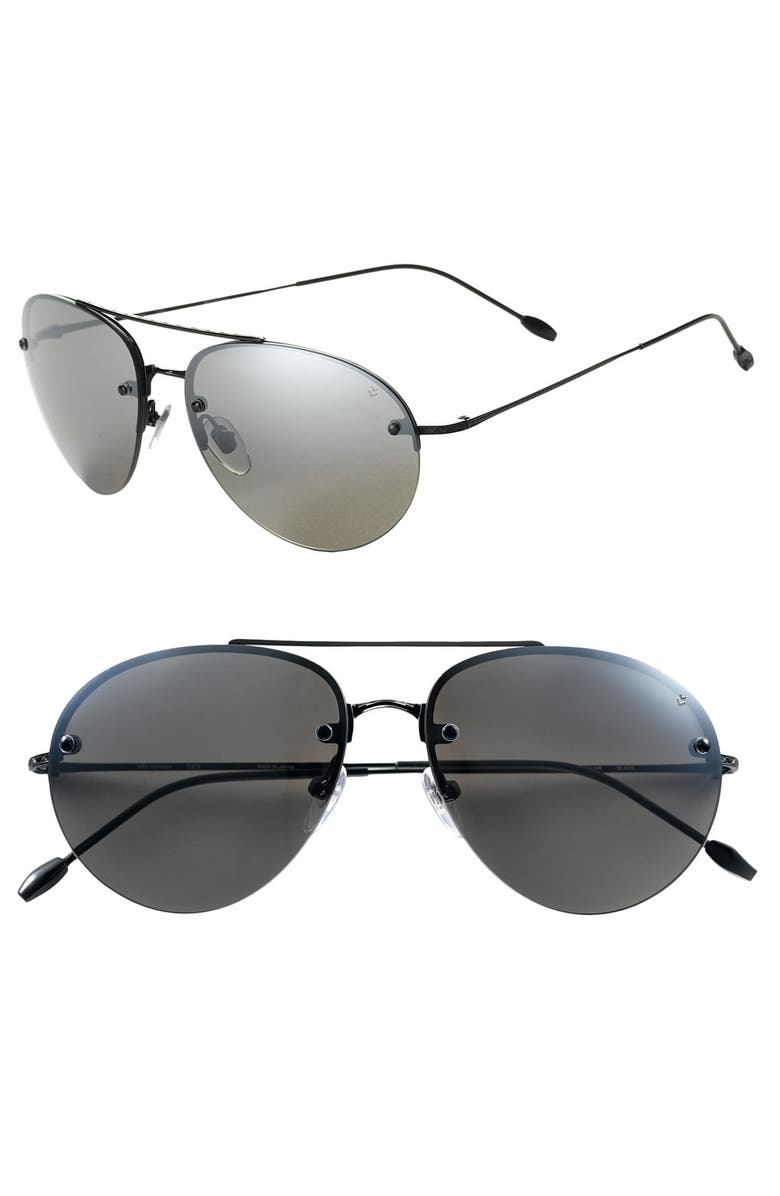 John Varvatos Star USA Semi Rimless Aviator Sunglasses, Main, color, 