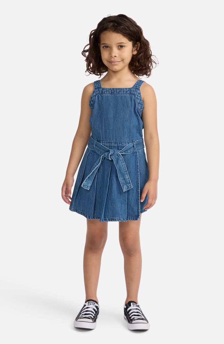 abercrombie kids Kids' Pleated Denim Romper, Alternate, color, Anf Pirouette