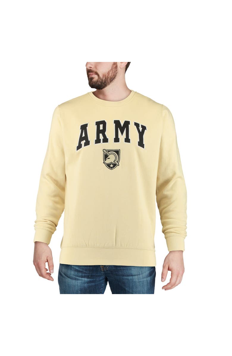 COLOSSEUM Men's Colosseum Gold Army Black Knights Arch & Logo Crew Neck Sweatshirt, Alternate, color, Vegas Gold