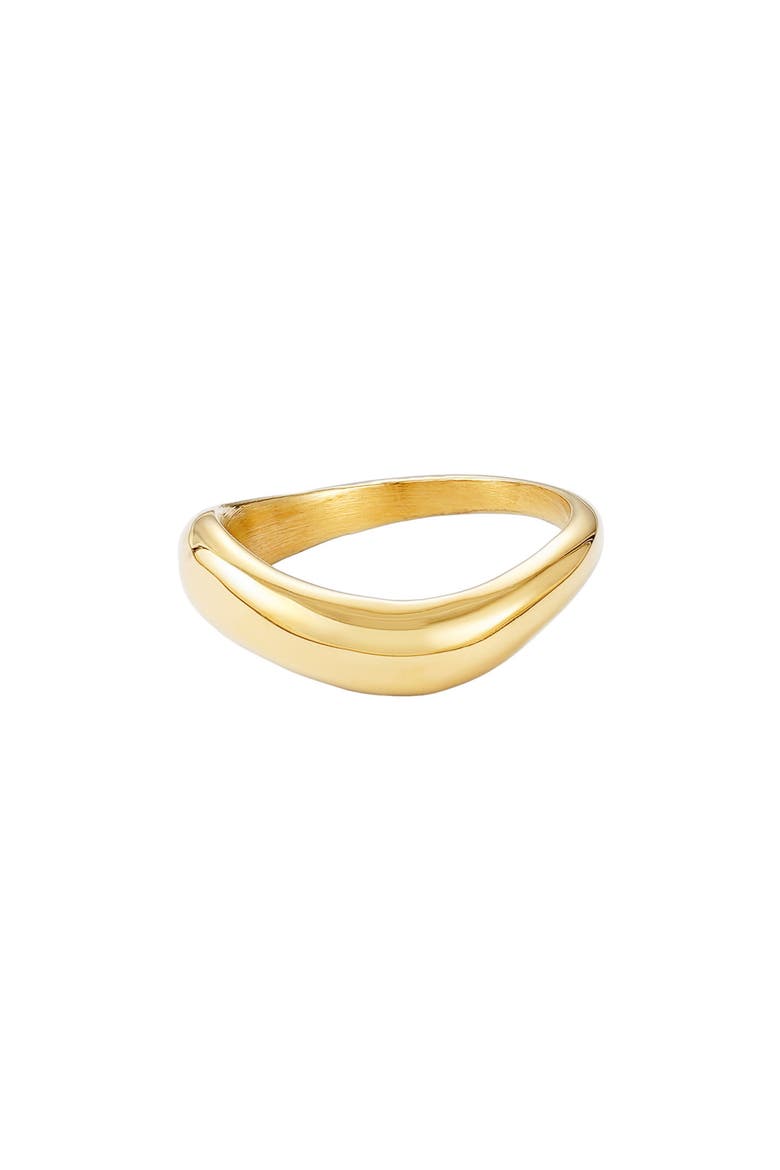 18K Gold Plated Wavy Band Ring, Main, color, GOLD