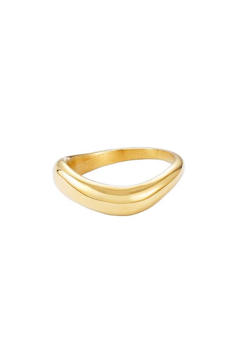 18K Gold Plated Wavy Band Ring