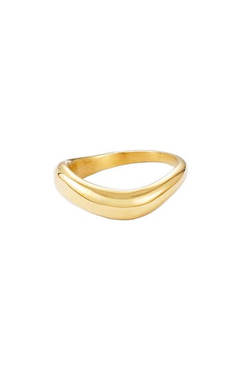 Adornia 18k Gold Plated Wavy Band Ring In Gold