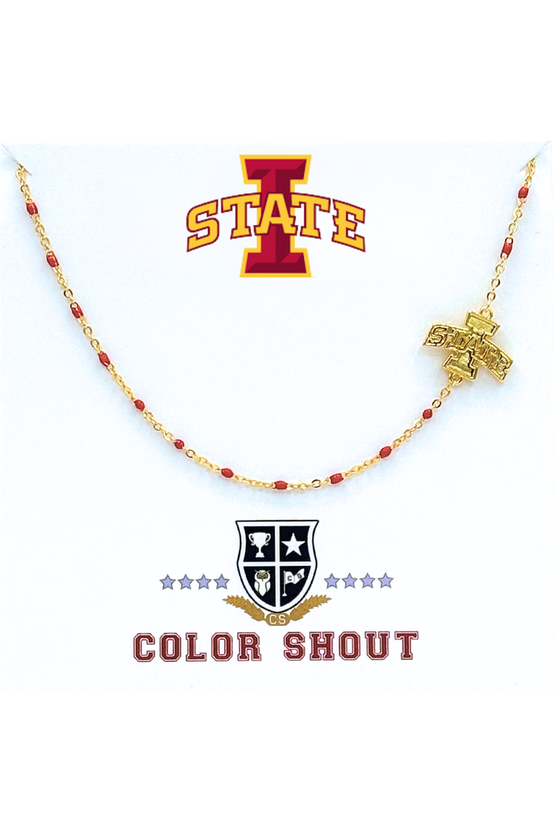 Iowa State University Side Necklace, Main, color, Yellow Gold