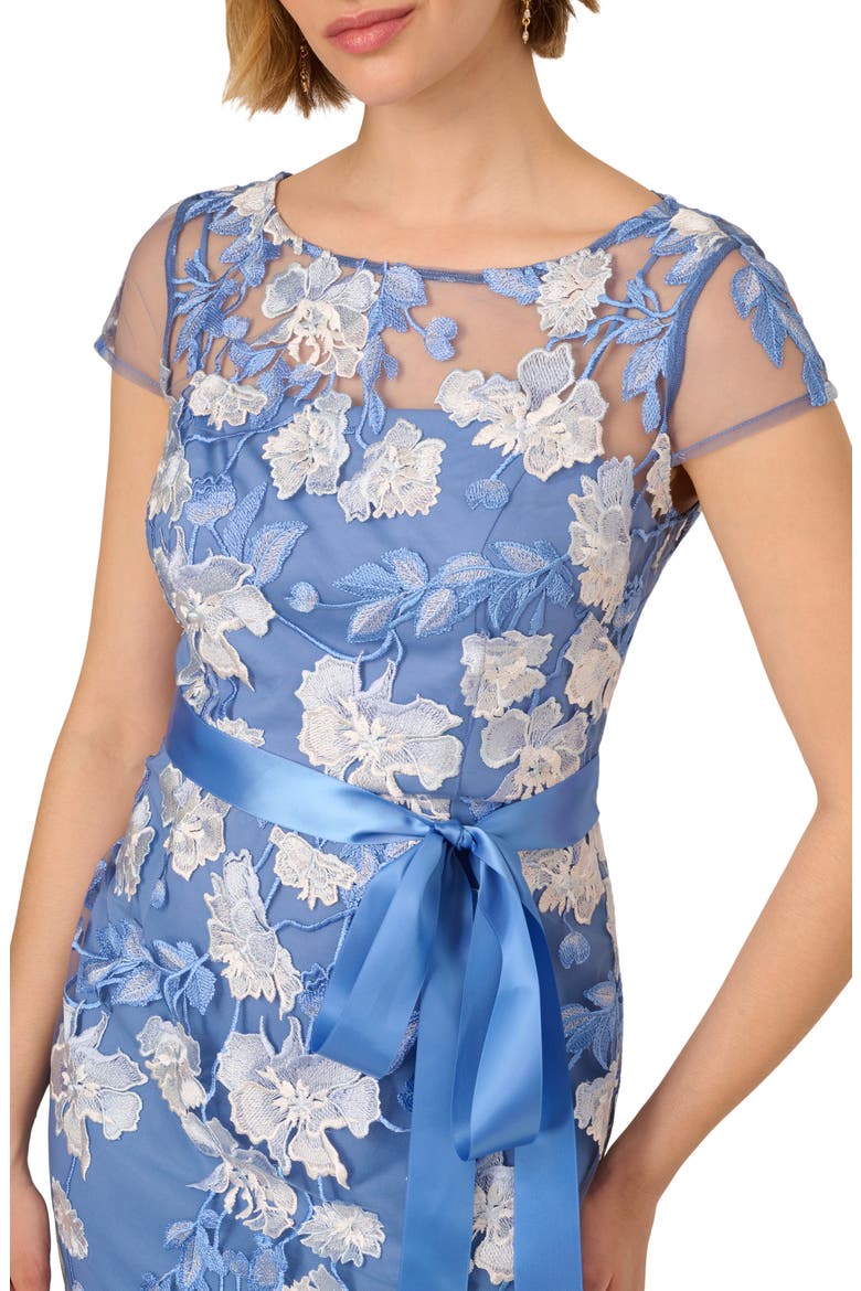 Floral Cascading Column Gown, Alternate, color, FRENCH BLUE MULTI