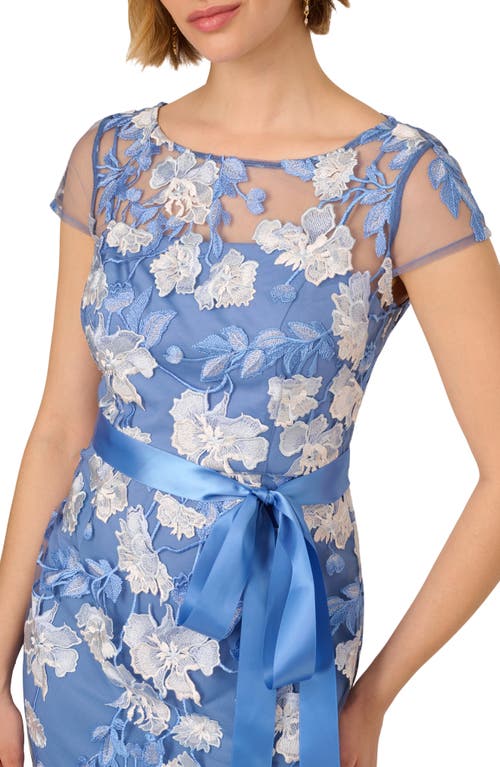 ADRIANNA PAPELL ADRIANNA PAPELL FLORAL CASCADING COLUMN GOWN 