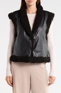 JASON WU Faux Shearling Lined Reversible Faux Leather Vest