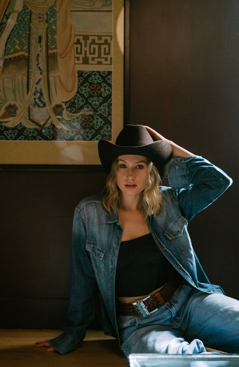 MODERN MONARCHIE Texan Felted Wool Cowboy Hat, Alternate, color, Black