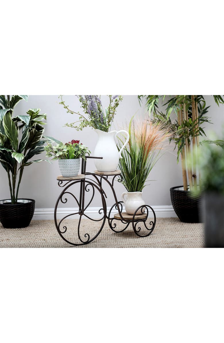 SONOMA SAGE HOME Brown Metal Indoor & Outdoor 2-Tier Bike Plant Stand ...