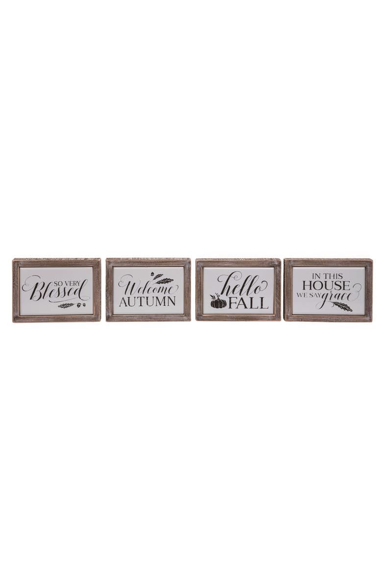 Transpac Mini Enamel Sign Decor Set of 4 Freestanding Tabletop Signs, Main, color, Multicolored