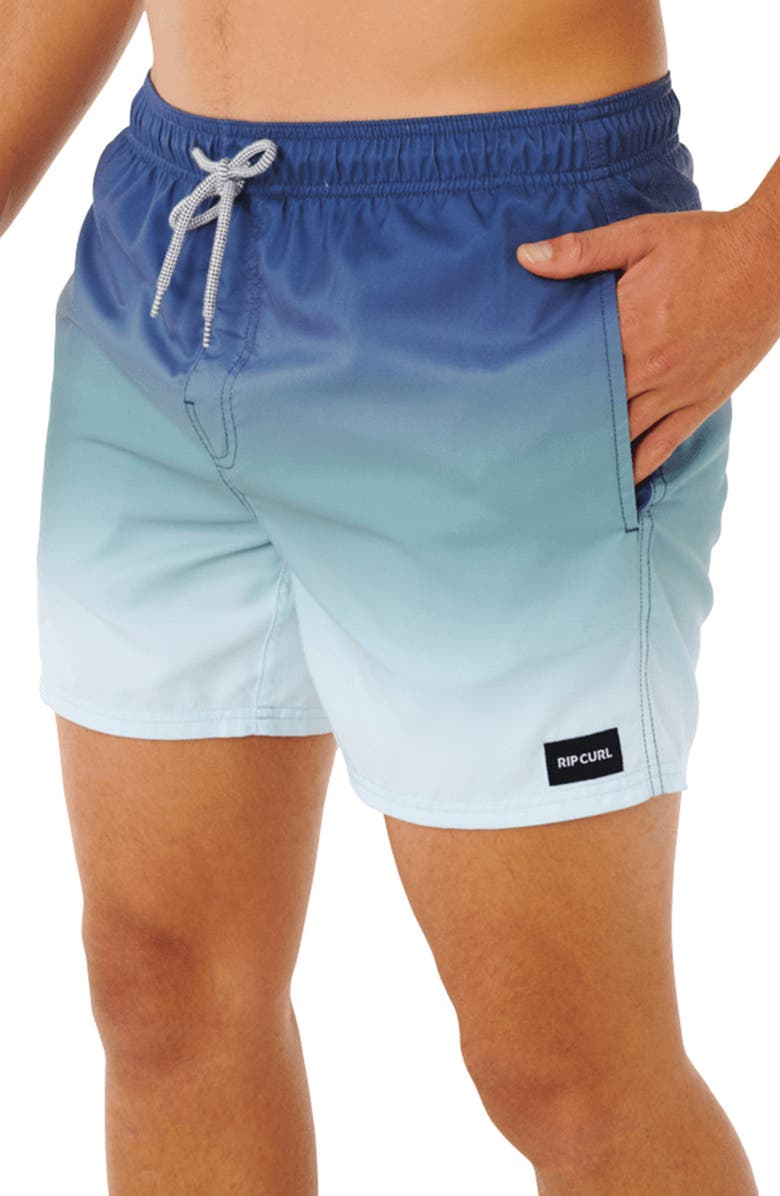 Rip Curl Offset Faded Volley Swim Trunks, Alternate, color, Light Navy