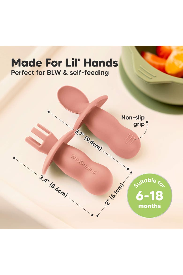 2-Sets Prep Baby Spoons & Forks Set, Alternate, color, Roseate