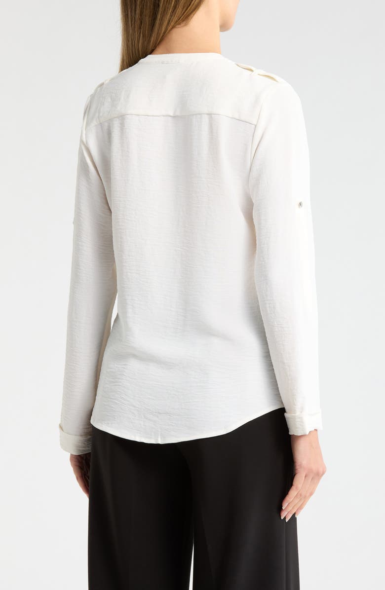 T Tahari Roll Tab Snap-Up Shirt, Alternate, color, Ivory