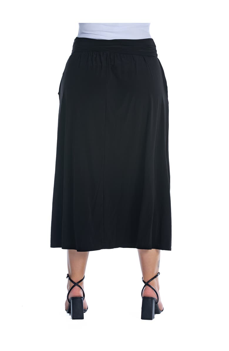 24seven Comfort Apparel Foldover Maxi Skirt With Pockets, Alternate, color, Black