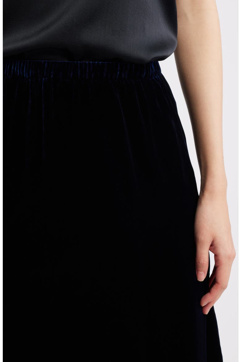Velvet Midi A-Line Skirt, Alternate, color, INK