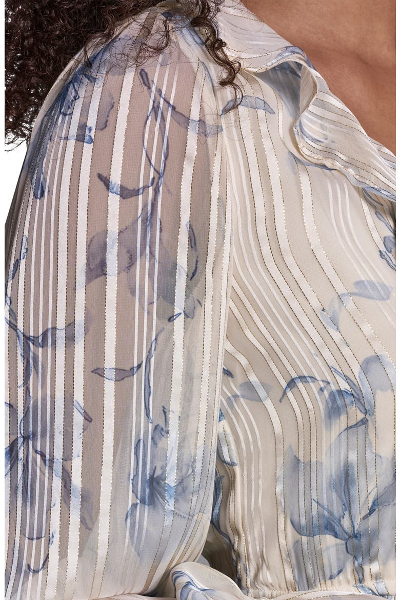 Metallic Chiffon Long Sleeve Dress, Alternate, color, FRENCH SKY