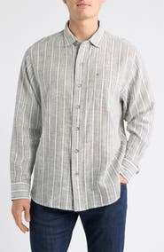 Tommy Bahama Raffia Dunes Stripe Linen & Cotton Long Sleeve Shirt