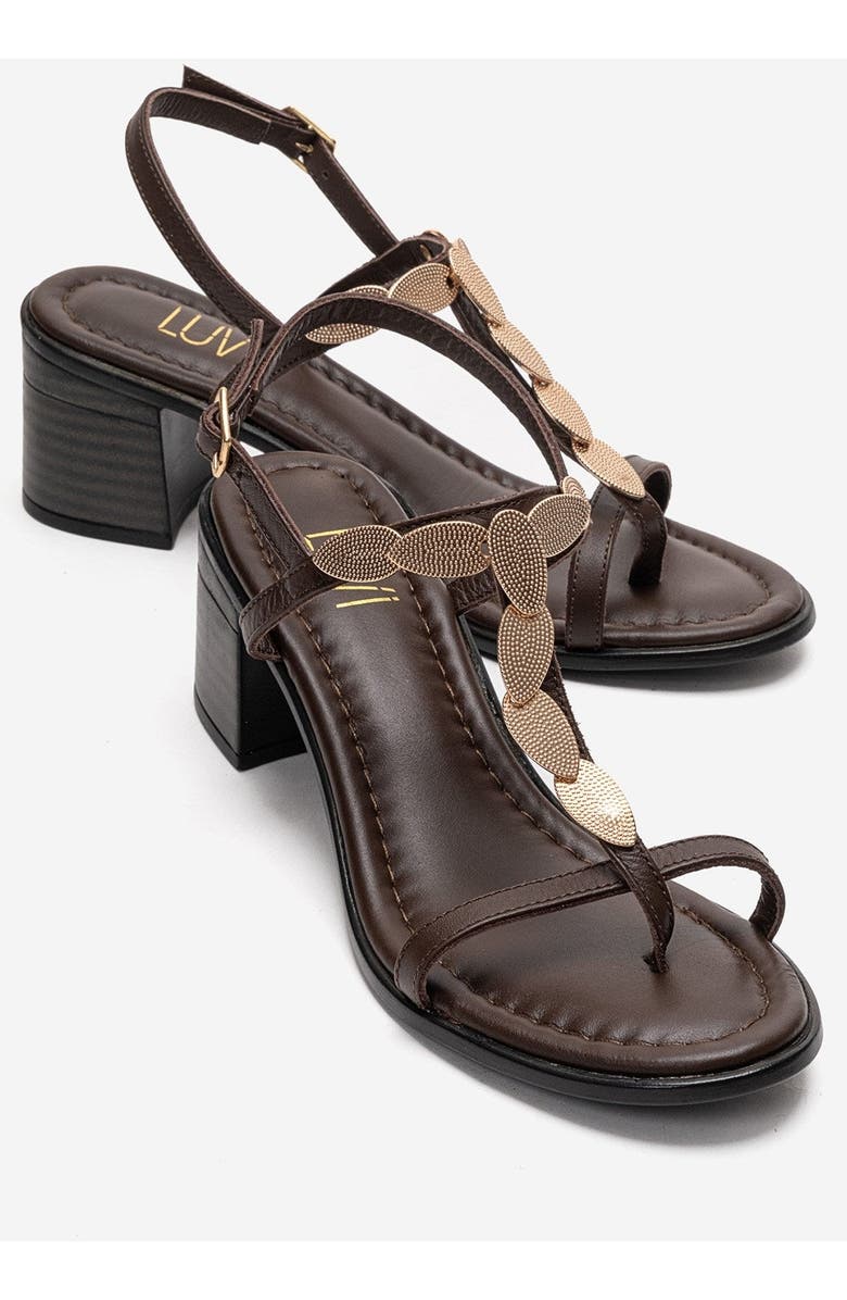 Forever & Always Shoes Serona Leather Block Heel Sandal, Main, color, Brown