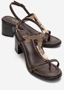 Forever & Always Shoes Serona Leather Block Heel Sandal
