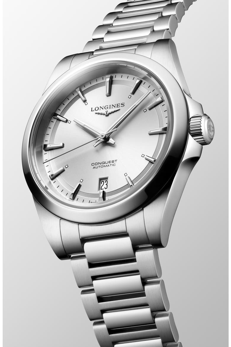 Conquest Automatic Bracelet Watch, 38mm, Alternate, color, STAINLESS STEEL