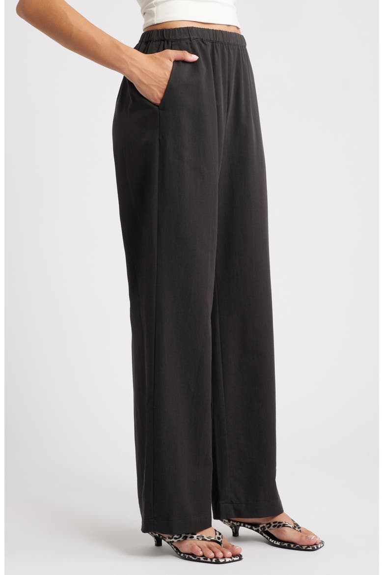 Drew Cotton Blend Wide Leg Pants, Alternate, color, BLACK
