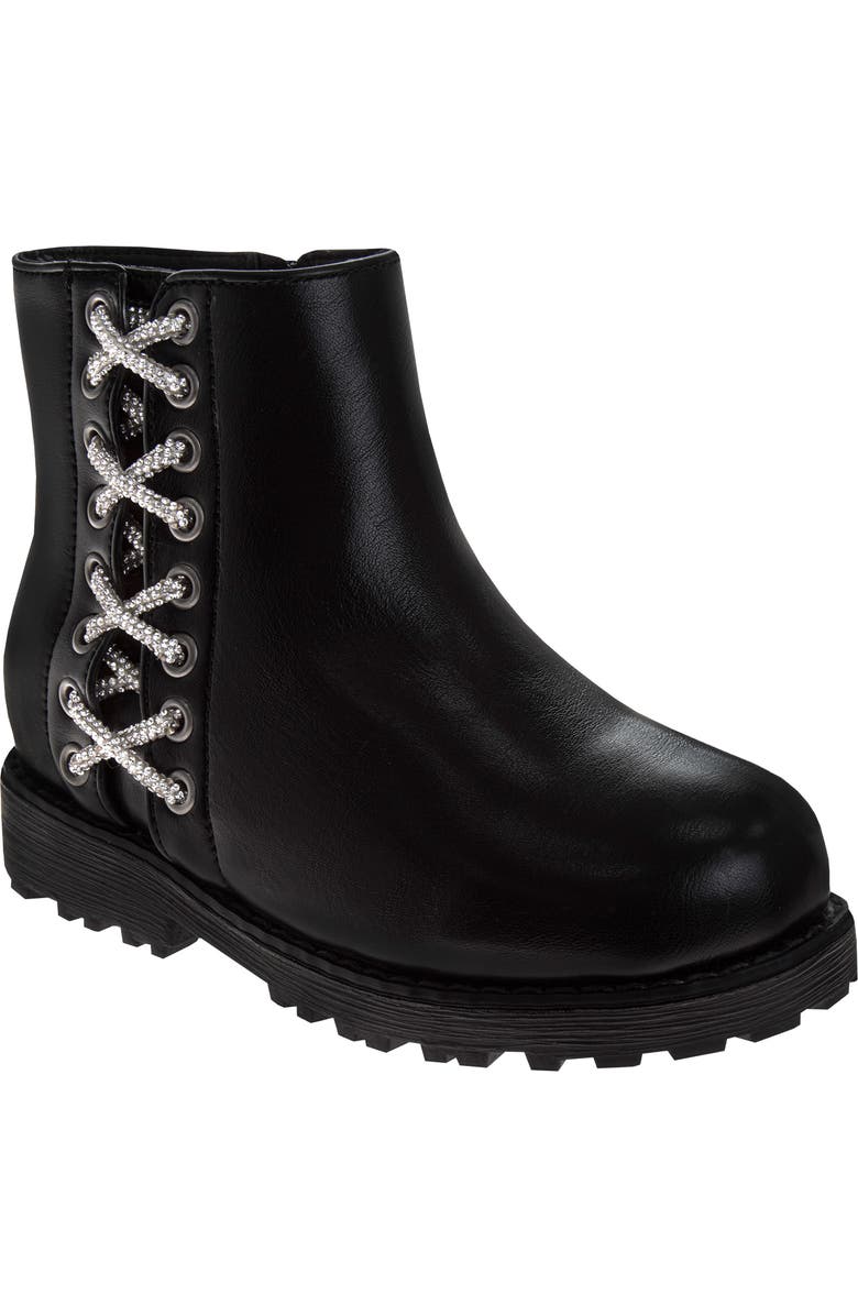 BADGLEY MISCHKA Kids' Crystal Embellished Boot, Main, color, Black