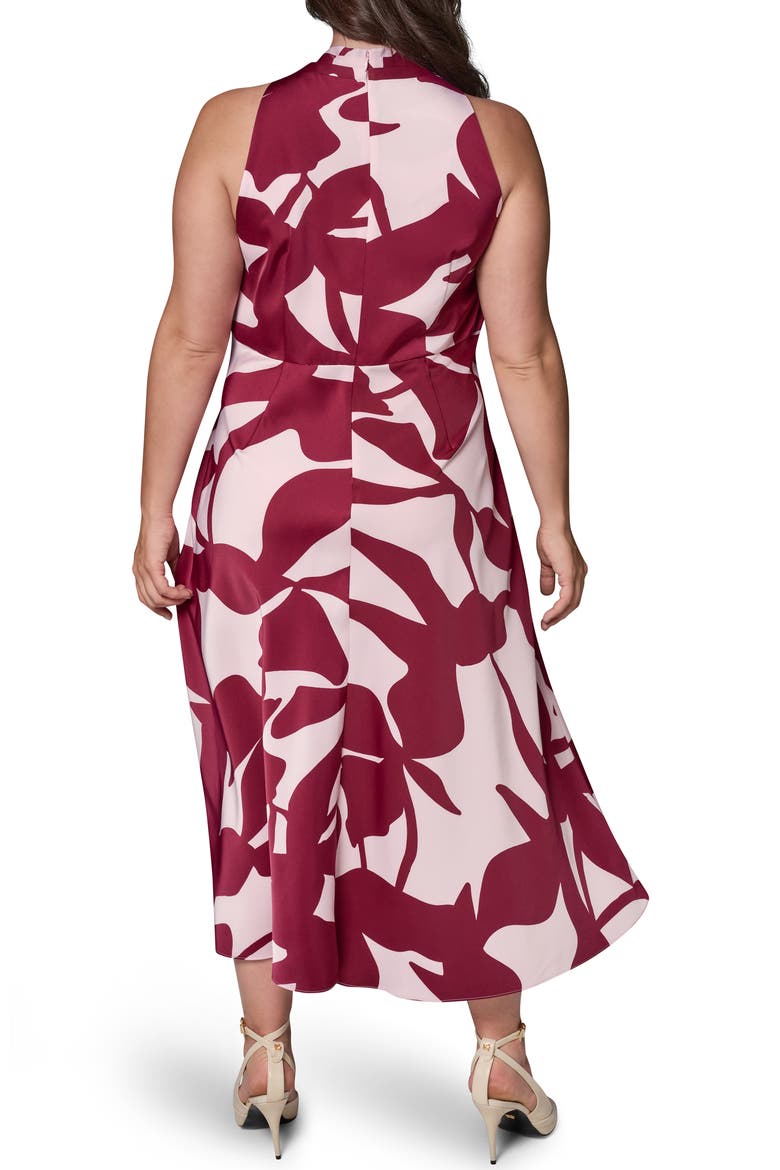 Print Twist Front Halter Midi Dress, Alternate, color, SANGRIA/ LI