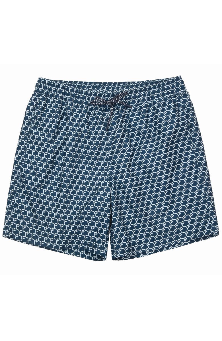 Rokka&Rolla Men's 7" Compression Liner Swim Trunks with Back Zipper Pocket, UPF 50+, Alternate, color, Navy Print