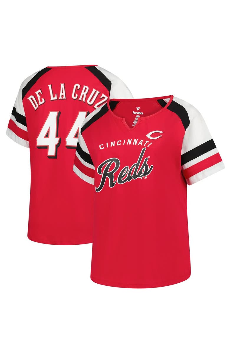 PROFILE Women's Profile Elly De La Cruz Red Cincinnati Reds Plus Size Name & Number Raglan T-Shirt, Alternate, color, Red
