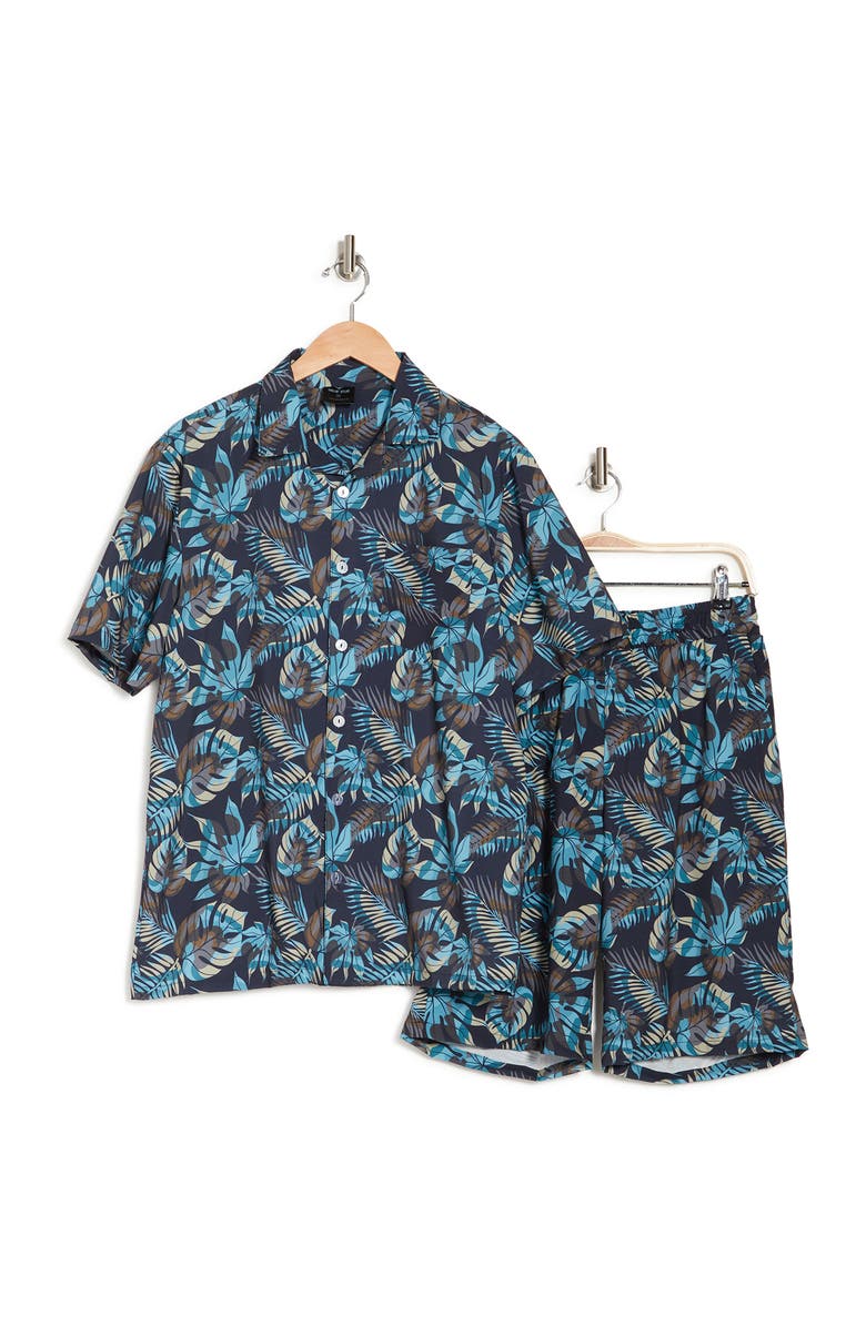 CHILLIN DYLAN Tropicana Short Sleeve Shirt & Shorts 2-Piece Pajama Set, Alternate, color,
