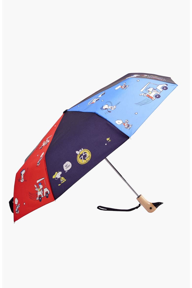 Peanuts Eco-Friendly Compact Duck Umbrella, Alternate, color, Navy Golf Print