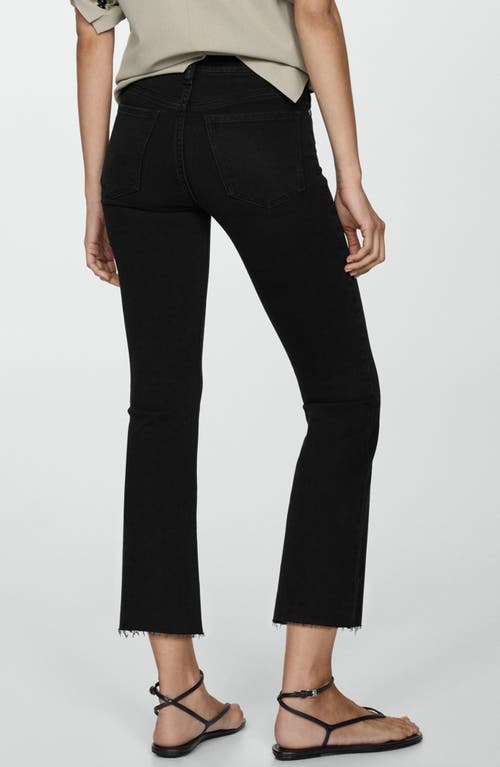 Mango Sienna Raw Hem Crop Flare Jeans In Black