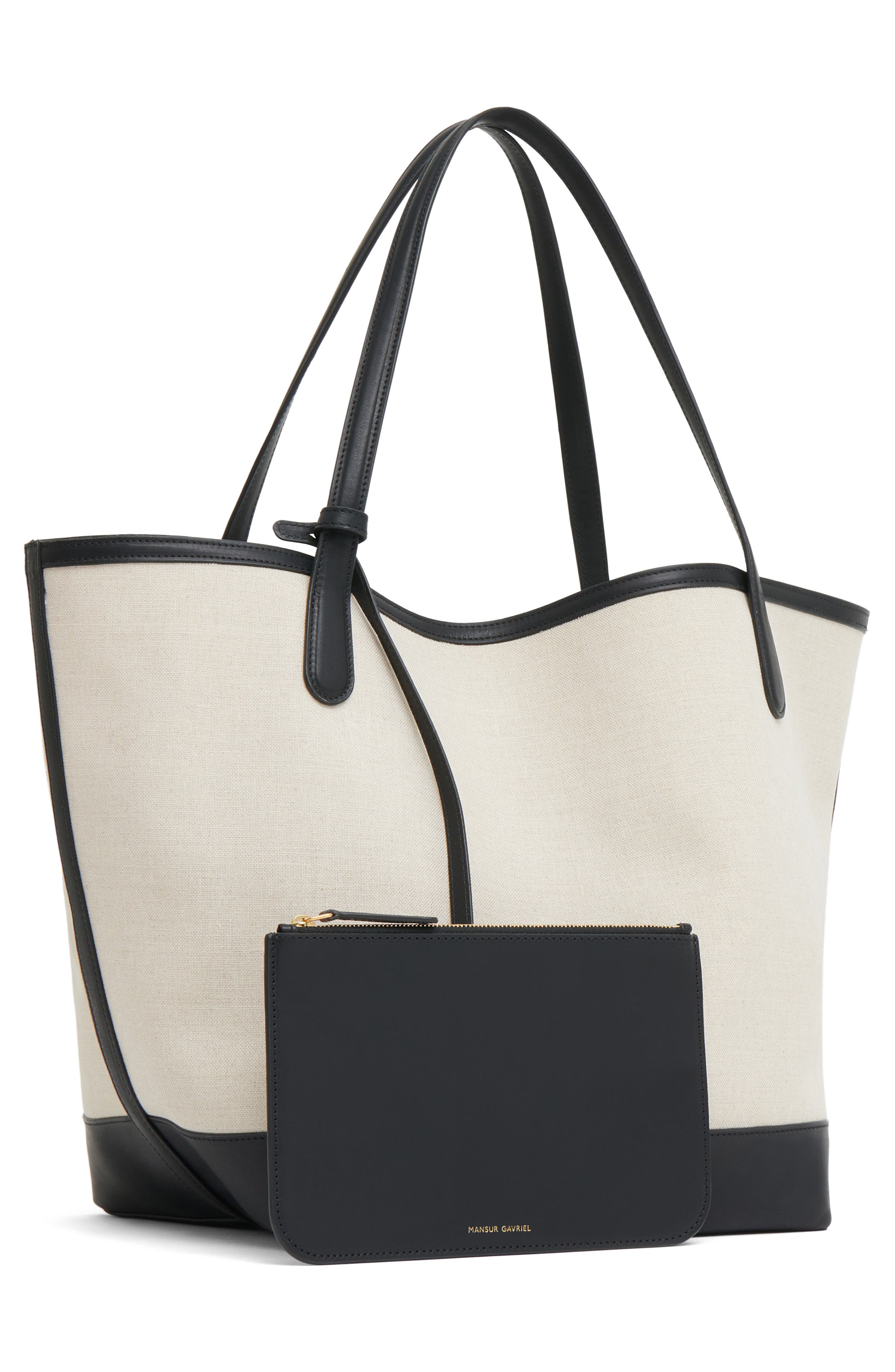 Everyday Soft Canvas & Leather Tote, Alternate, color, NATURAL / BLACK