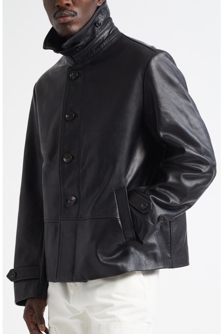 Cropped Continental Coat, Alternate, color, BLACK