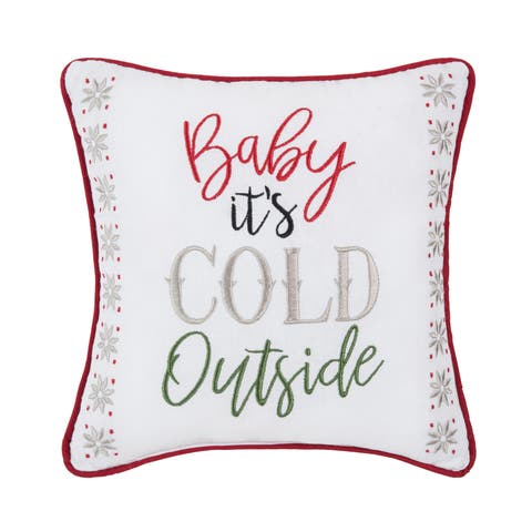 Baby It's Cold Outside Small Christmas Accent Pillow, 10" x 10"