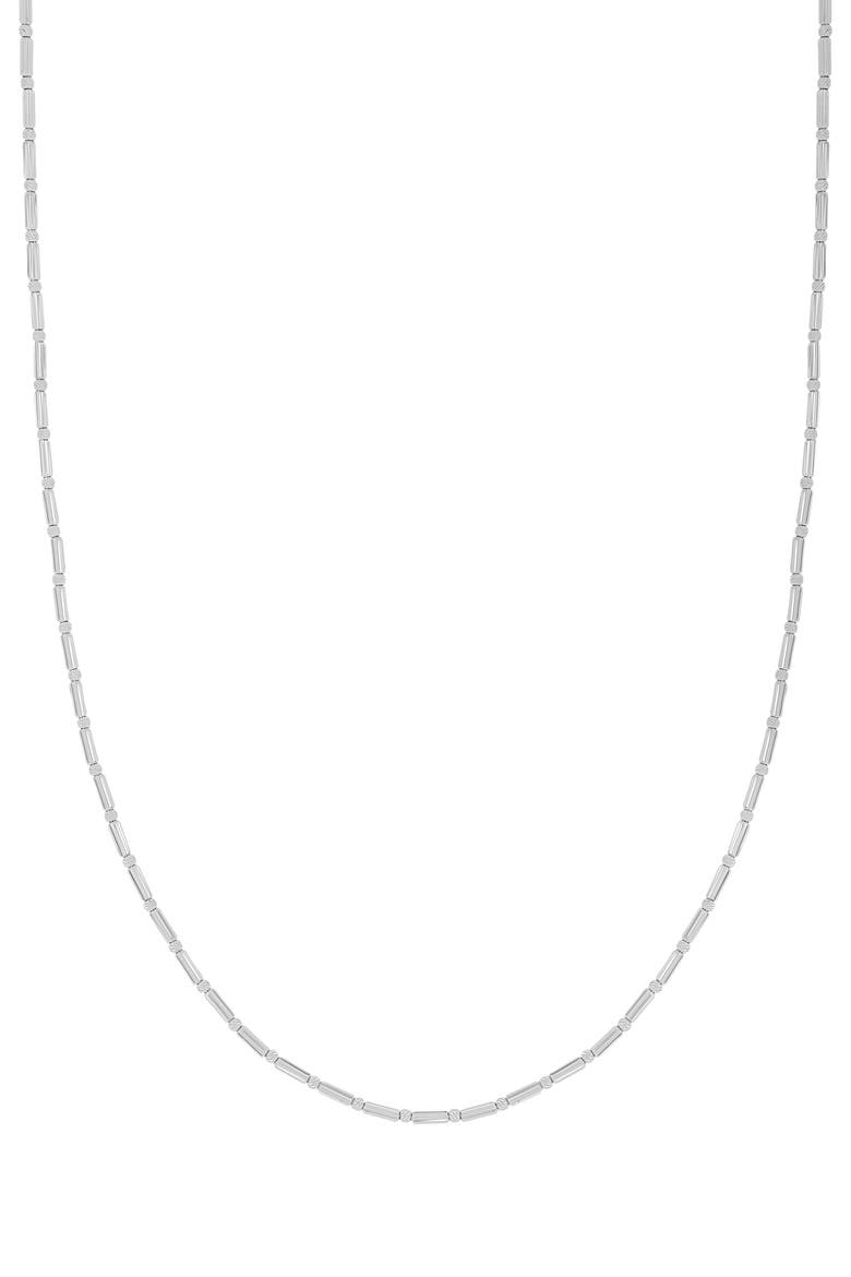 14K White Gold Bar & Bead Chain Necklace, Main, color, 14K WHITE GOLD