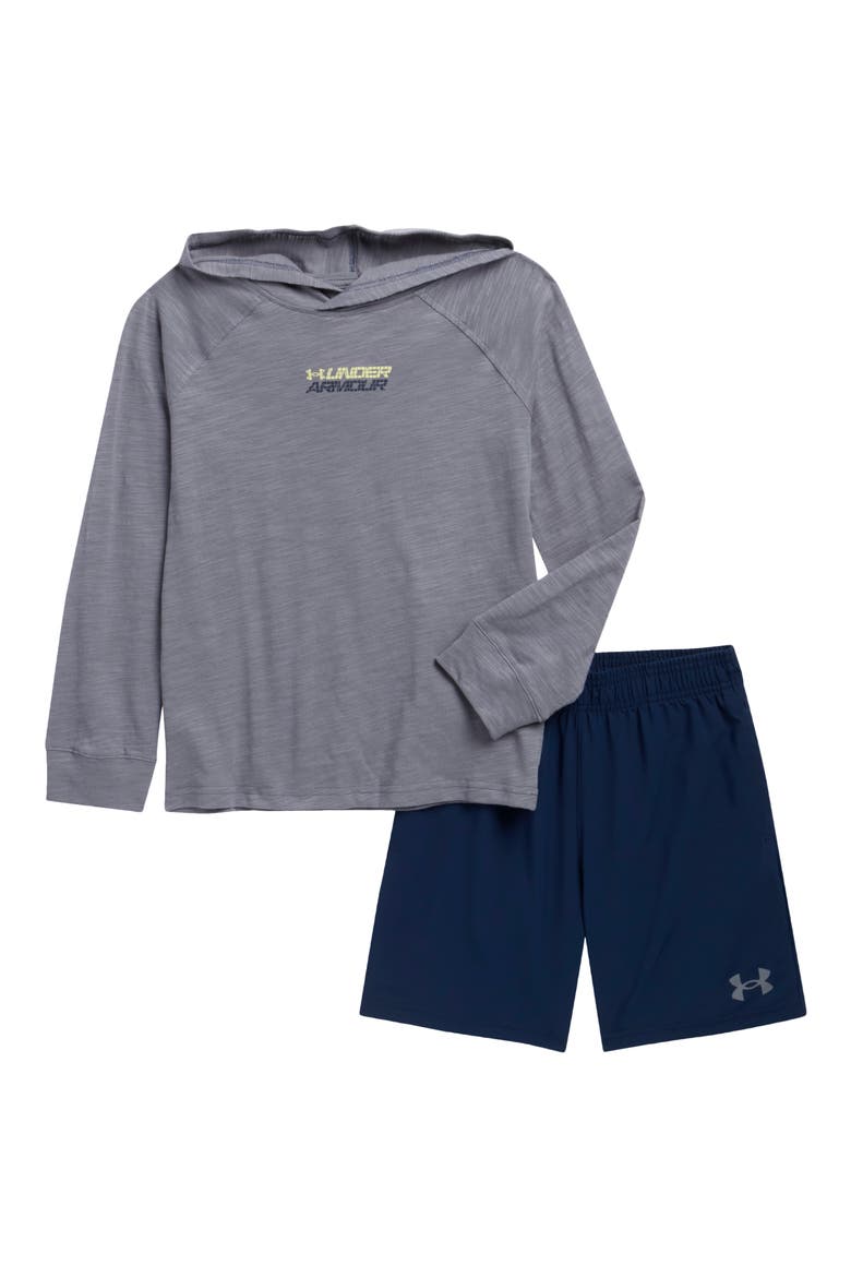 Kids' Grid Hoodie & Shorts Set, Main, color, TITAN GRY