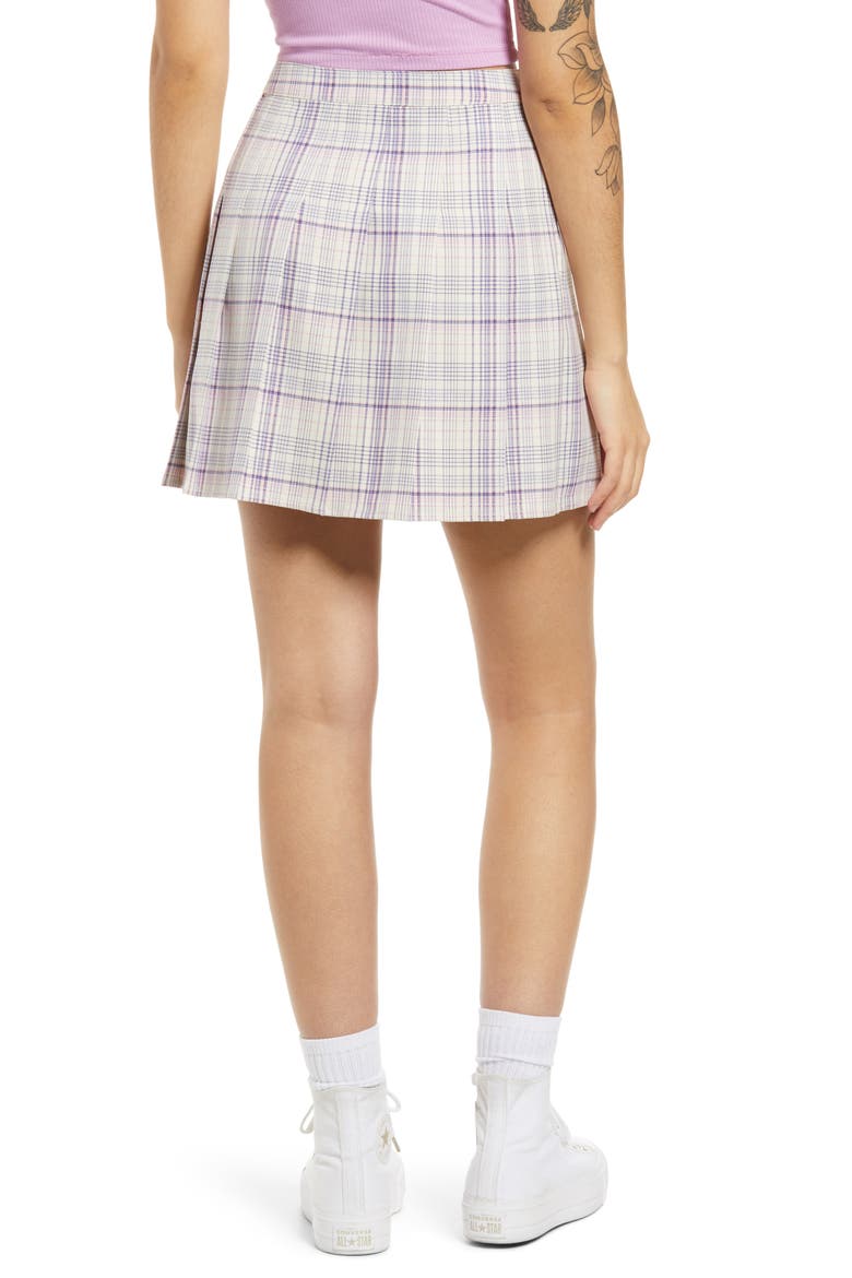 Pleated Miniskirt, Alternate, color, IVORY- PURPLE VERONIKA PLAID