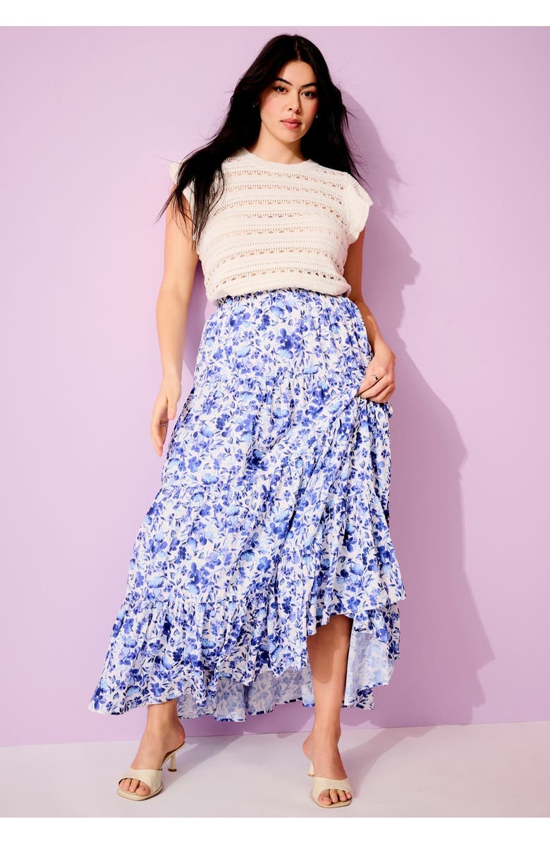 June + Vie Ruffled-Sleeve Top, Main, color, Sugar Swizzle