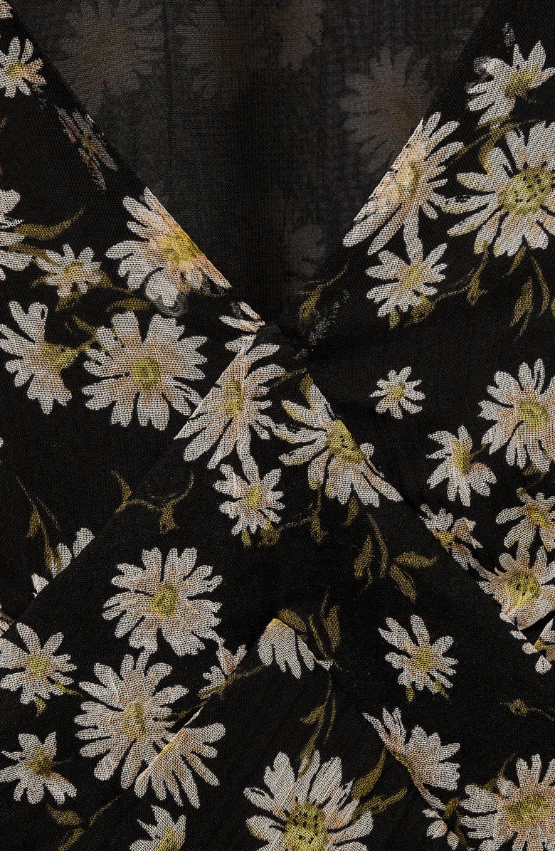 MANGO Floral Print Midi Dress, Alternate, color, Black