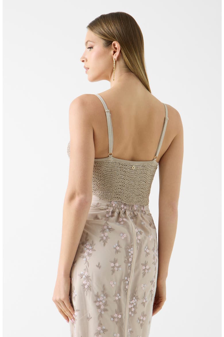 Pointelle Sequin Crop Shell Top, Alternate, color, RUST
