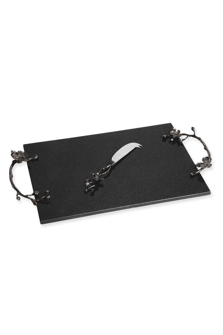 'Black Orchid' Cheese Board & Knife Set, Main, color, BLACK NICKELPLATE