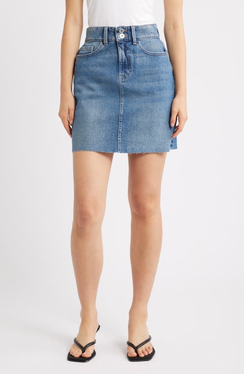 Raw Hem Denim Miniskirt